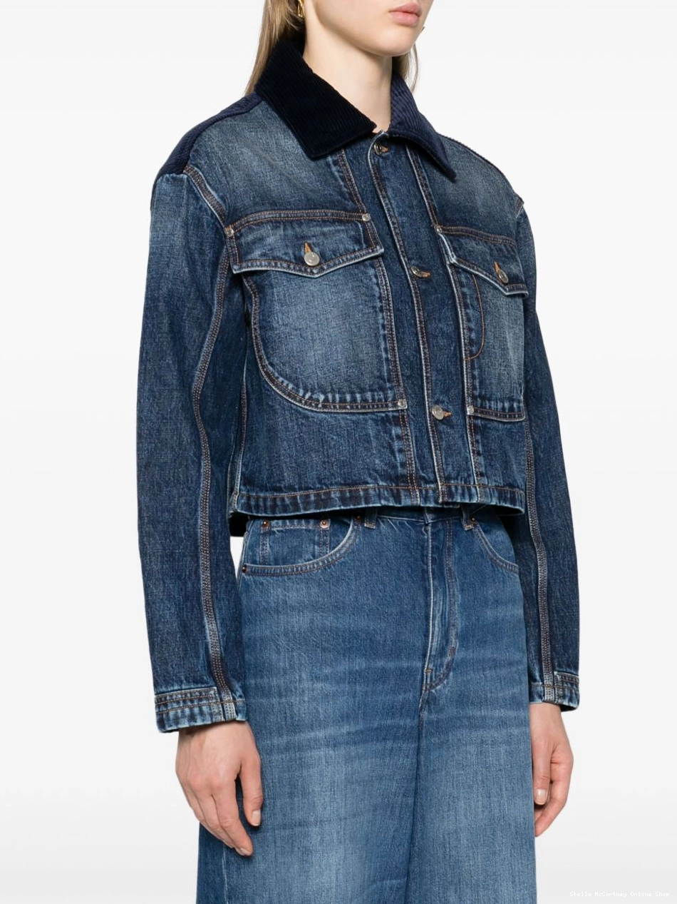 Cheap Women McCartney Stella corduroy-collar jacket denim 0724